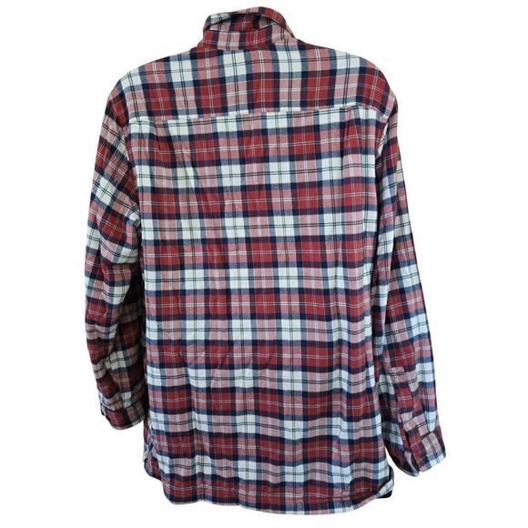 L.L. Bean Mens Traditional Fit L-Tall Plaid Flannel Shirt vintage fleece lined - Picture 2 of 10